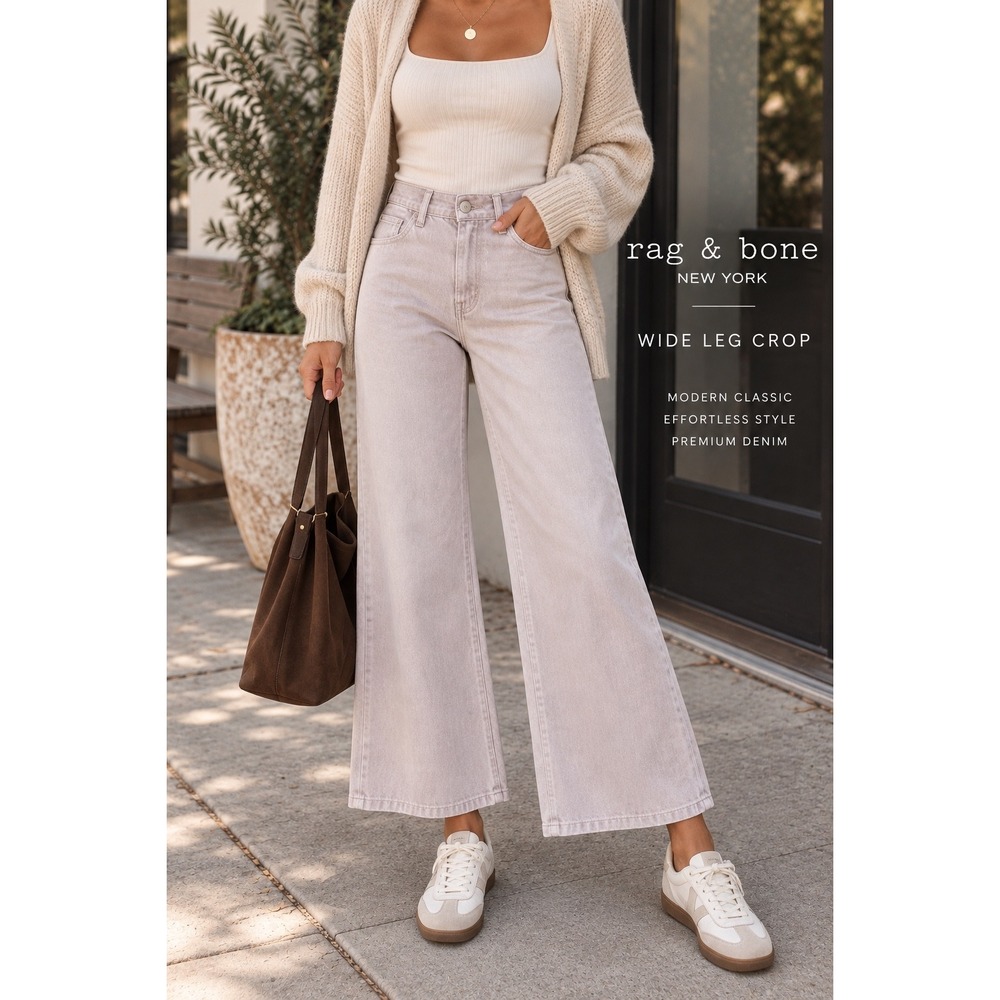 rag & bone ANDI High-Rise Ankle Wide Leg Jeans Lavender 28